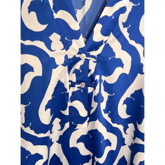 Natori Floral Bishop Sleeve V-Neck Robe Maxi Dress Blue/White Women's Size XL - Picture 4 of 11